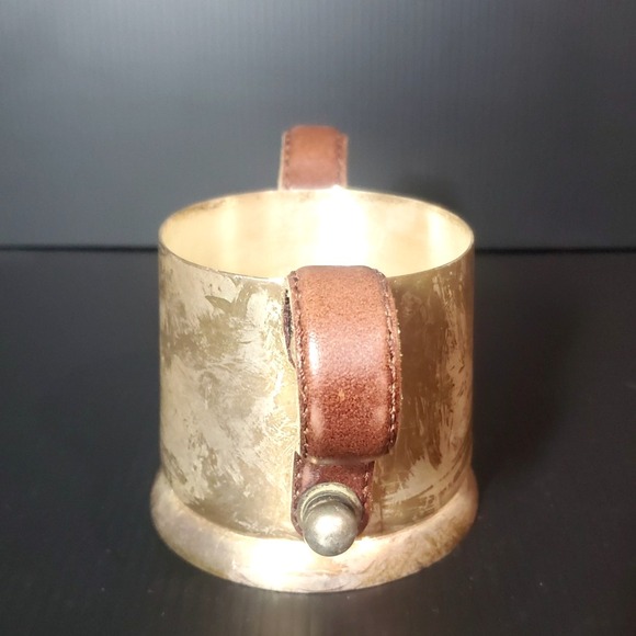 Open sugar jar and creamer set, copper/brass, leather handle, rustic - Picture 10 of 15